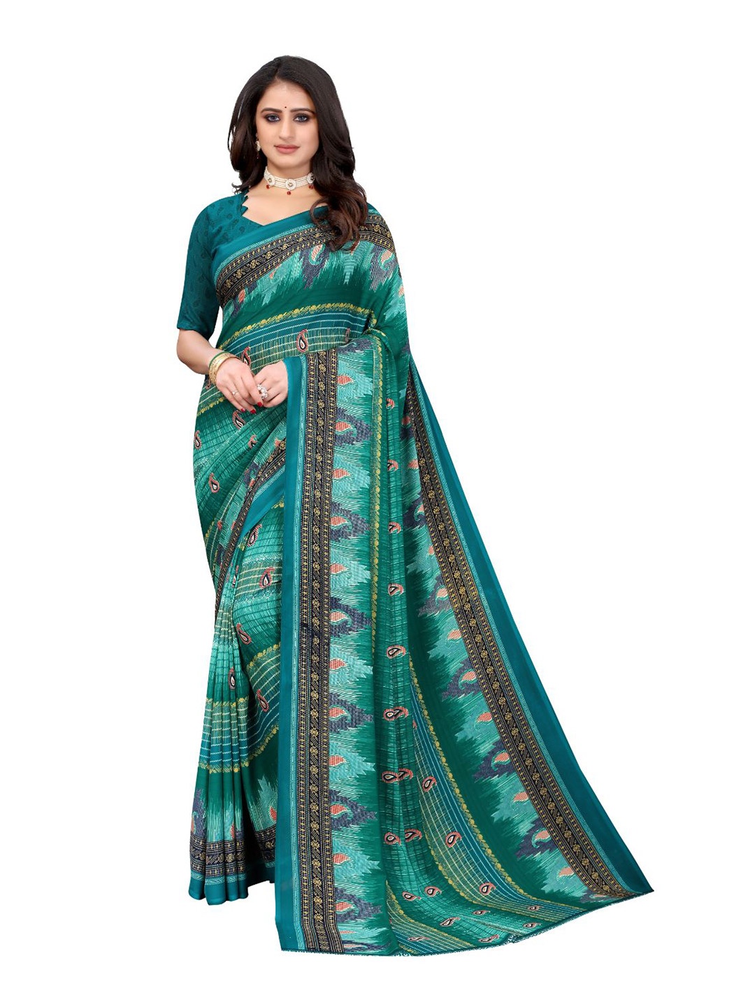 KALINI Paisley Ilkal Saree, Green