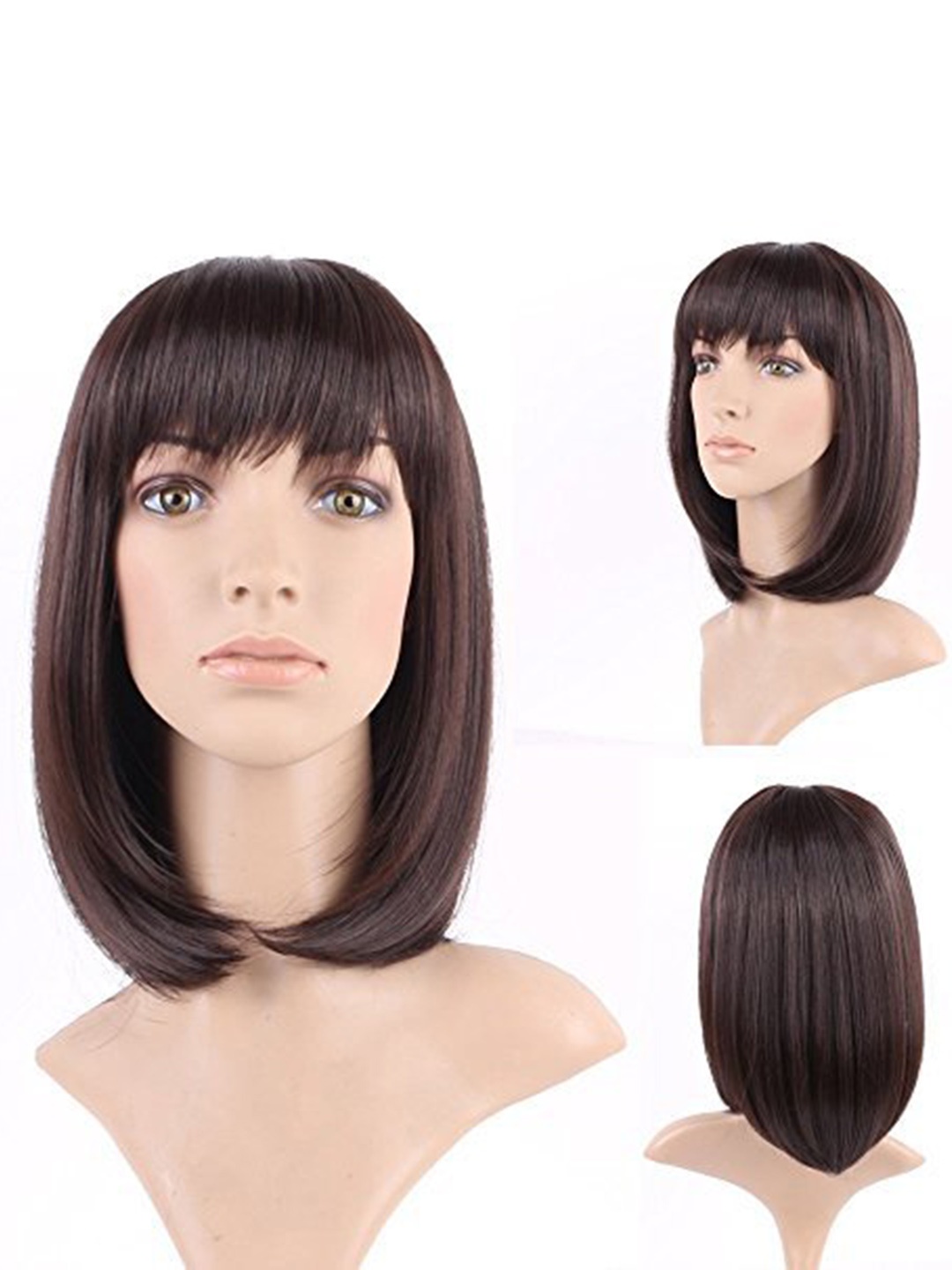 CHANDERKASH Women 14 Inch Synthetic Short Bob Hair Wig with Flat Bangs - Natural Brown
CHANDERKASH Women 14 Inch Synthetic Short Bob Hair Wig with Flat Bangs - Natural Brown