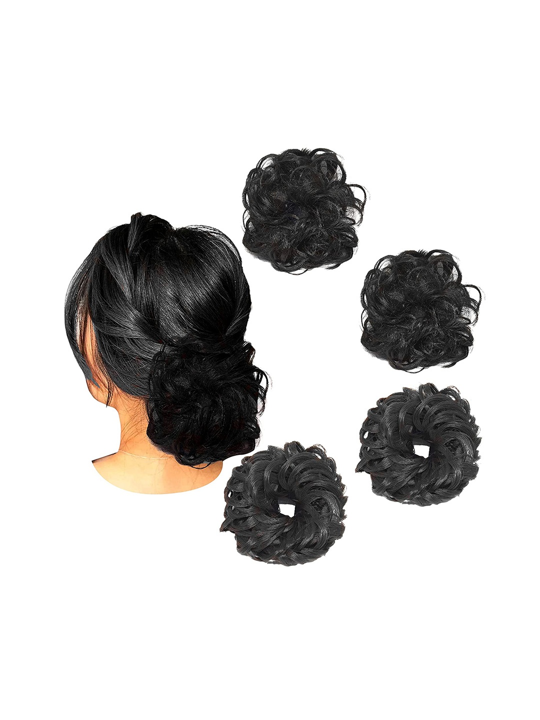 CHANDERKASH Set of 4 Synthetic Nylon Hair Bun Messy Hair Scrunchies Extensions - Black
CHANDERKASH Set of 4 Synthetic Nylon Hair Bun Messy Hair Scrunchies Extensions - Black