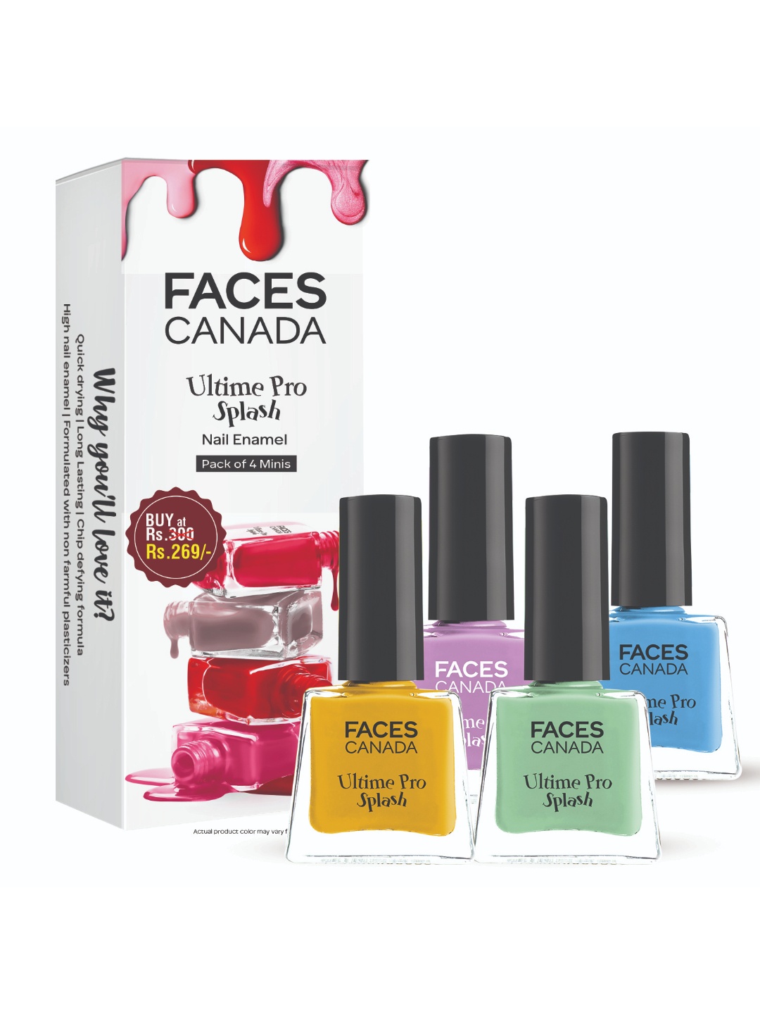 FACES CANADA Set of 4 Ultime Pro Splash Long Lasting Mini Nail Enamels - 5 ml Each, Yellow
FACES CANADA Set of 4 Ultime Pro Splash Long Lasting Mini Nail Enamels - 5 ml Each, Yellow