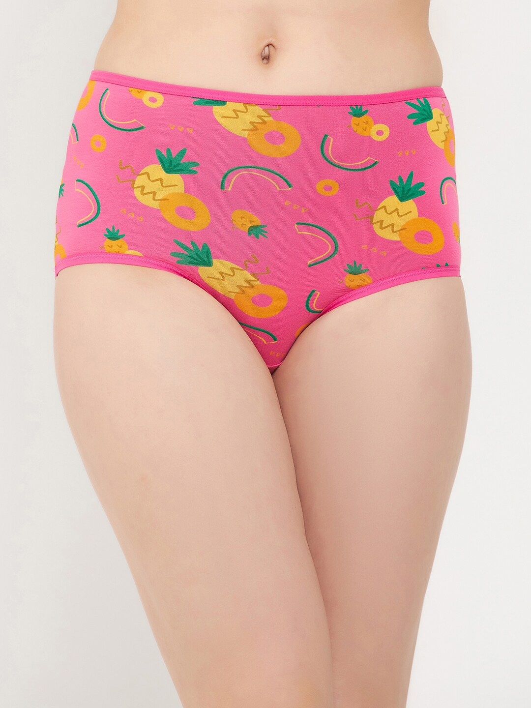 Clovia Women Printed Cotton Hipster Brief, Pink