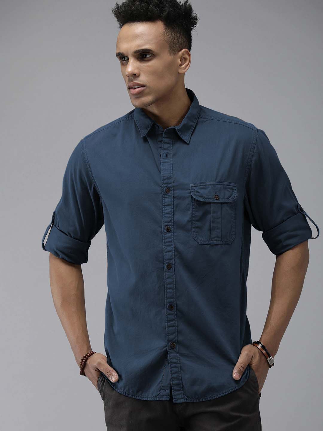 The Roadster Lifestyle Co. Men Standard Twill Weave Casual Pure Cotton Shirt, Navy blue
The Roadster Lifestyle Co. Men Standard Twill Weave Casual Pure Cotton Shirt, Navy blue