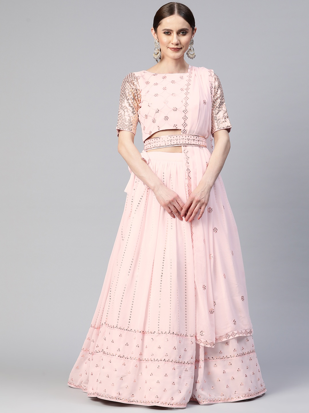 SHUBHVASTRA Embellished Sequinned Semi-Stitched Lehenga & Unstitched Blouse With Dupatta, Pink
SHUBHVASTRA Embellished Sequinned Semi-Stitched Lehenga & Unstitched Blouse With Dupatta, Pink