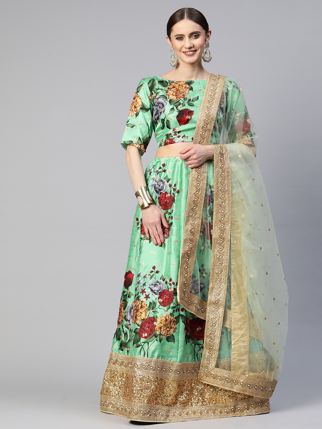 SHUBHVASTRA Embroidered Semi-Stitched Lehenga & Unstitched Blouse With Dupatta, Green
SHUBHVASTRA Embroidered Semi-Stitched Lehenga & Unstitched Blouse With Dupatta, Green