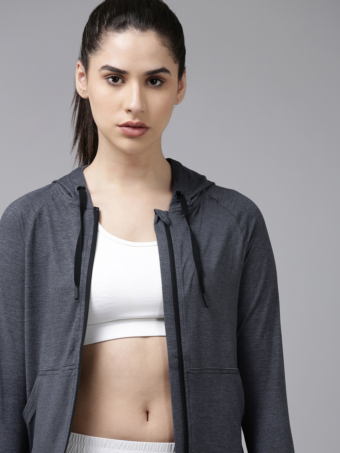 Van Heusen Women Solid Knitted Hooded Slim Fit Training or Gym Sporty Jacket, Charcoal
Van Heusen Women Solid Knitted Hooded Slim Fit Training or Gym Sporty Jacket, Charcoal
