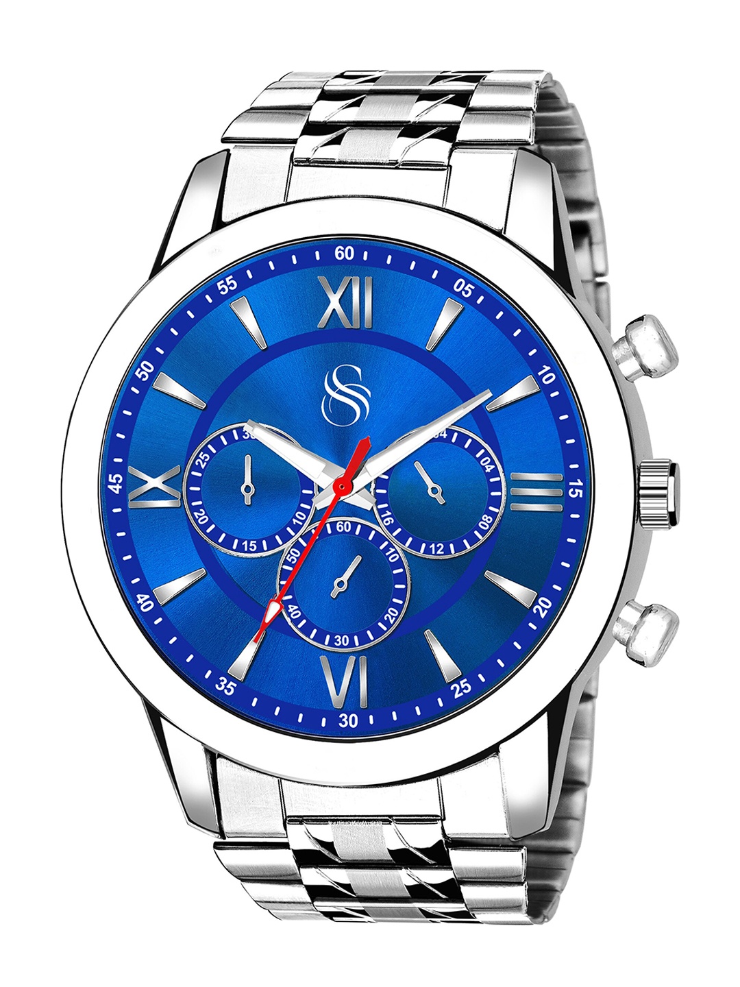 Shocknshop Men Stainless Steel Bracelet Style Straps Analogue Watch Watch69Blue, Blue
Shocknshop Men Stainless Steel Bracelet Style Straps Analogue Watch Watch69Blue, Blue