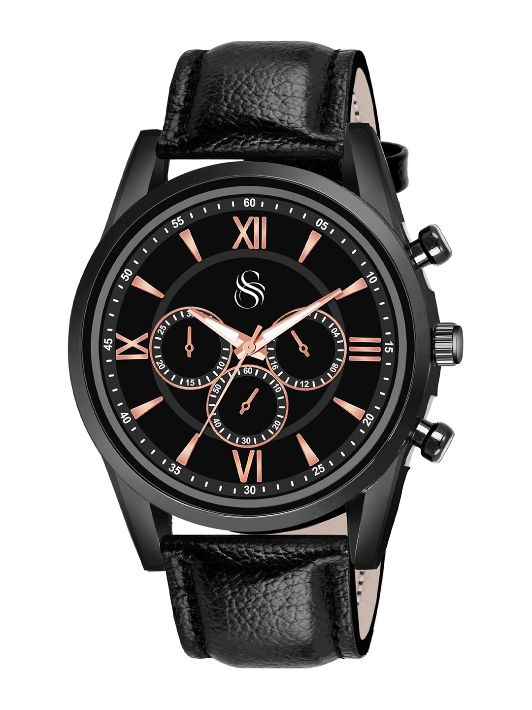 Shocknshop Men Leather Textured Straps Analogue Chronograph Watch Watch66RGoldCrono, Black
Shocknshop Men Leather Textured Straps Analogue Chronograph Watch Watch66RGoldCrono, Black