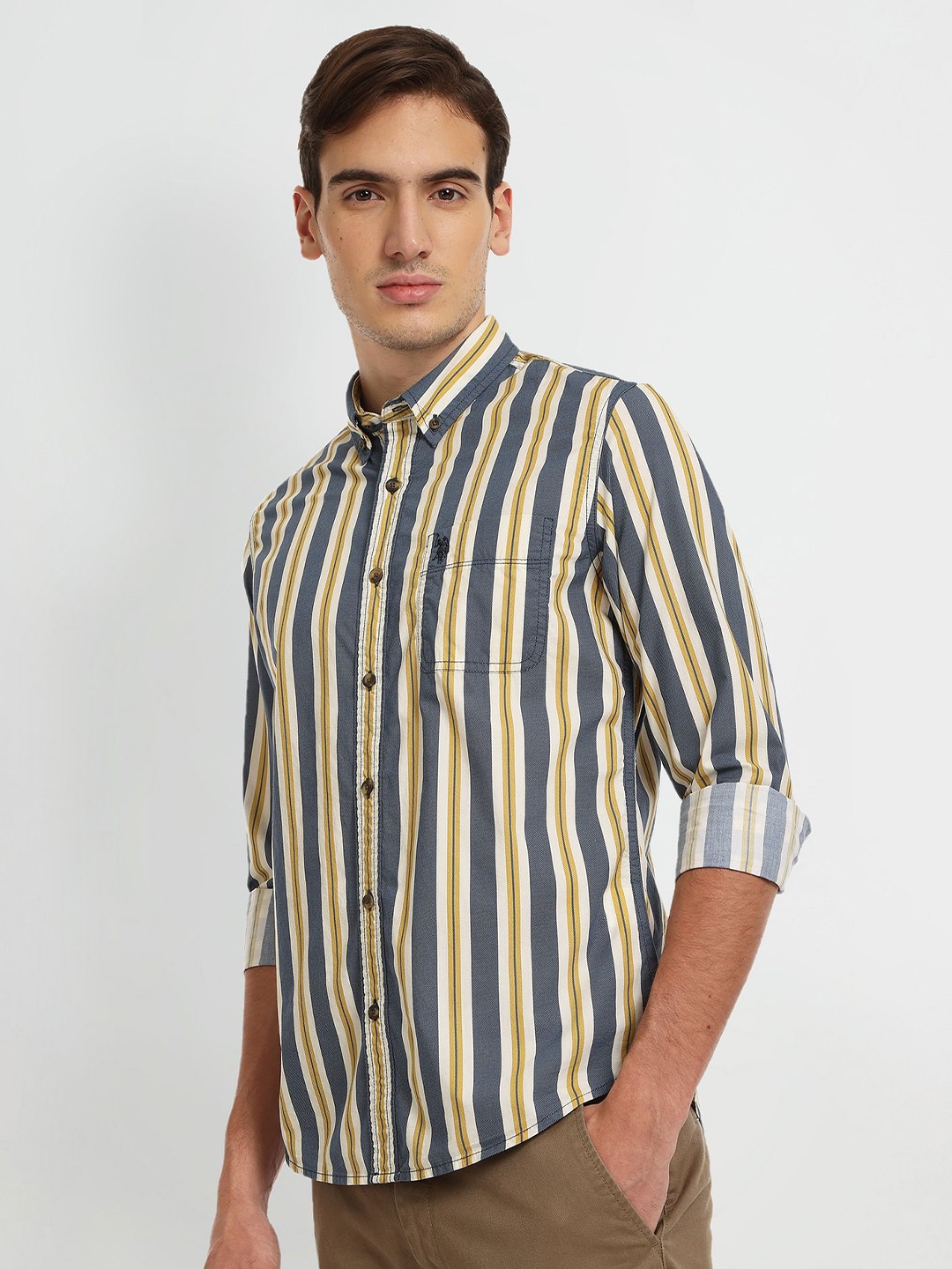 U.S. Polo Assn. Denim Co. Men Vertical Striped Twill Weave Casual Pure Cotton Shirt, Grey
U.S. Polo Assn. Denim Co. Men Vertical Striped Twill Weave Casual Pure Cotton Shirt, Grey