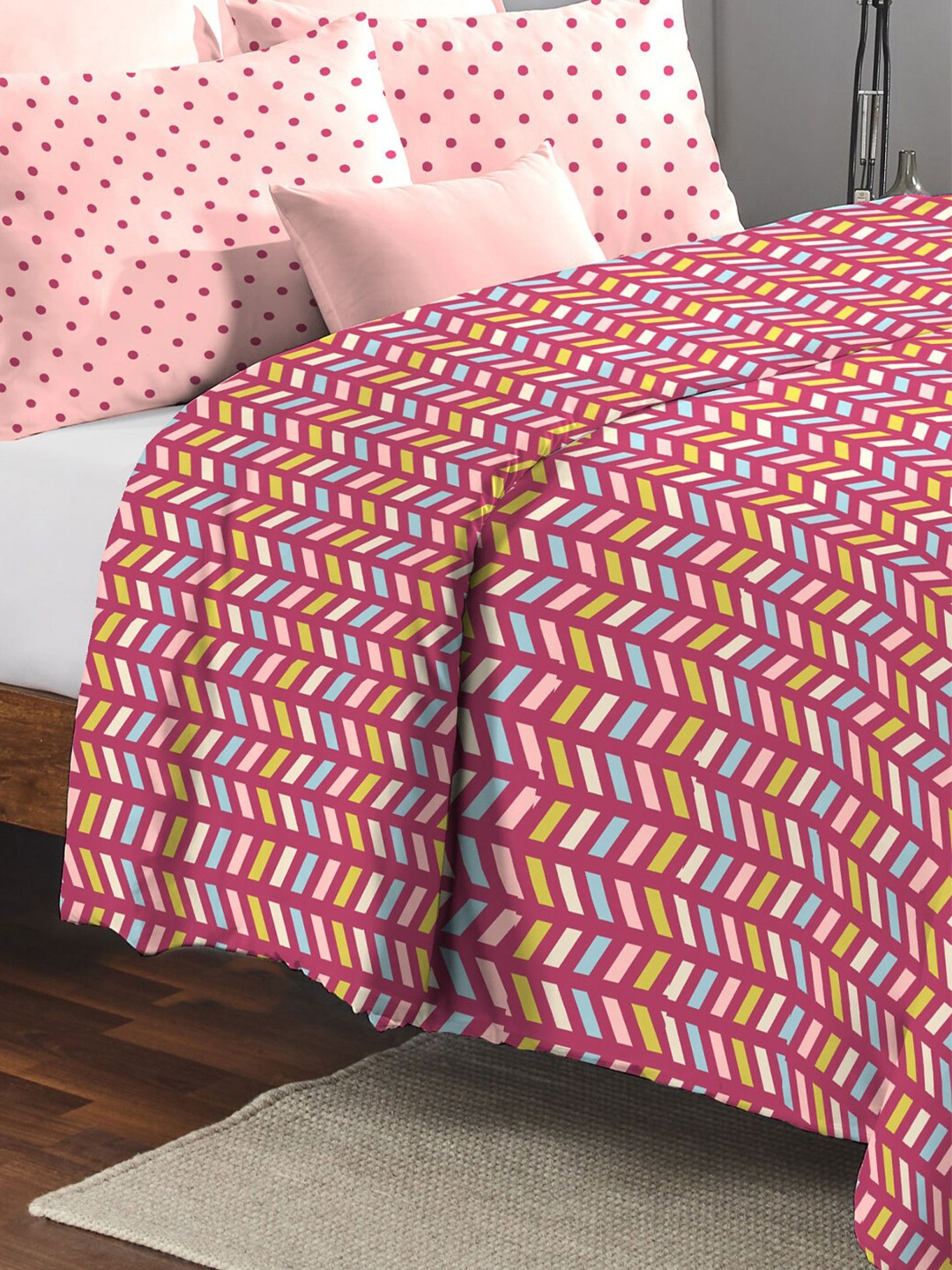 MYTRIDENT Feather Tales Geometric Mild Winter 150 GSM Pure Cotton Double Bed Comforter, Pink
MYTRIDENT Feather Tales Geometric Mild Winter 150 GSM Pure Cotton Double Bed Comforter, Pink