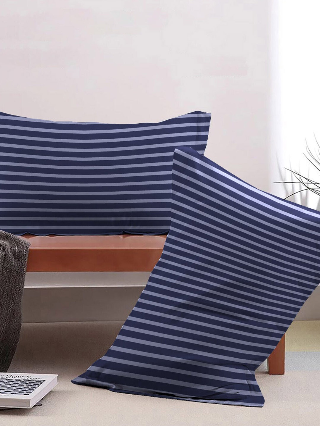 MYTRIDENT Feather Tales Indigo-Blue 2 Pcs Striped 144 TC Pure Cotton Pillow Covers
MYTRIDENT Feather Tales Indigo-Blue 2 Pcs Striped 144 TC Pure Cotton Pillow Covers