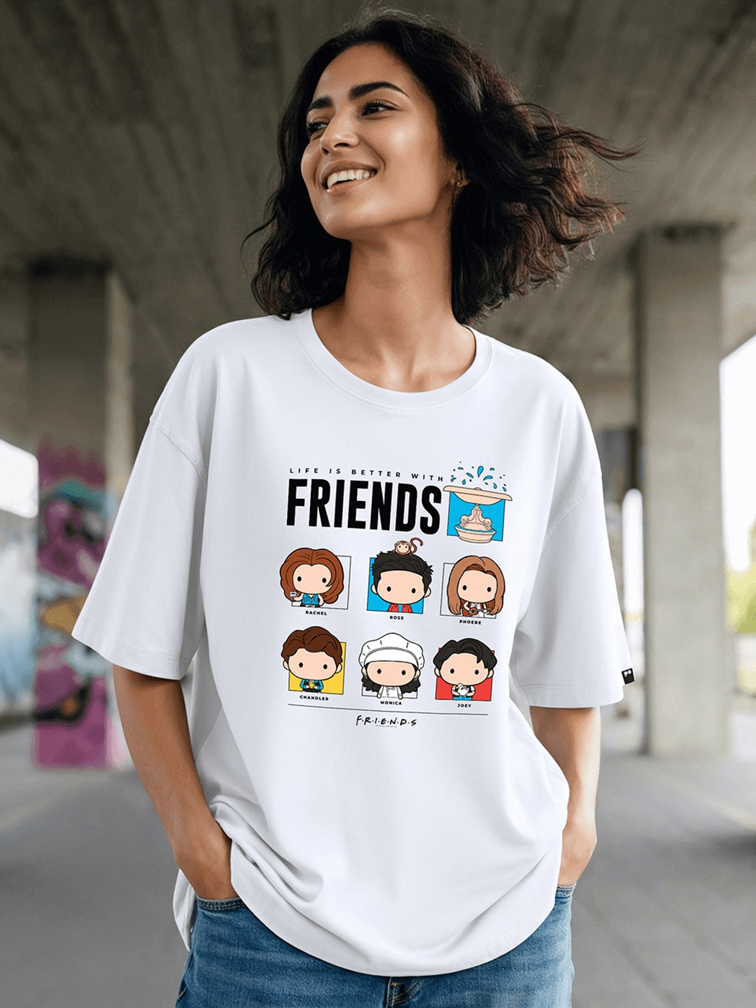 Bewakoof Women Printed Drop-Shoulder Sleeves Cotton Oversized Fit T-shirt, White
Bewakoof Women Printed Drop-Shoulder Sleeves Cotton Oversized Fit T-shirt, White