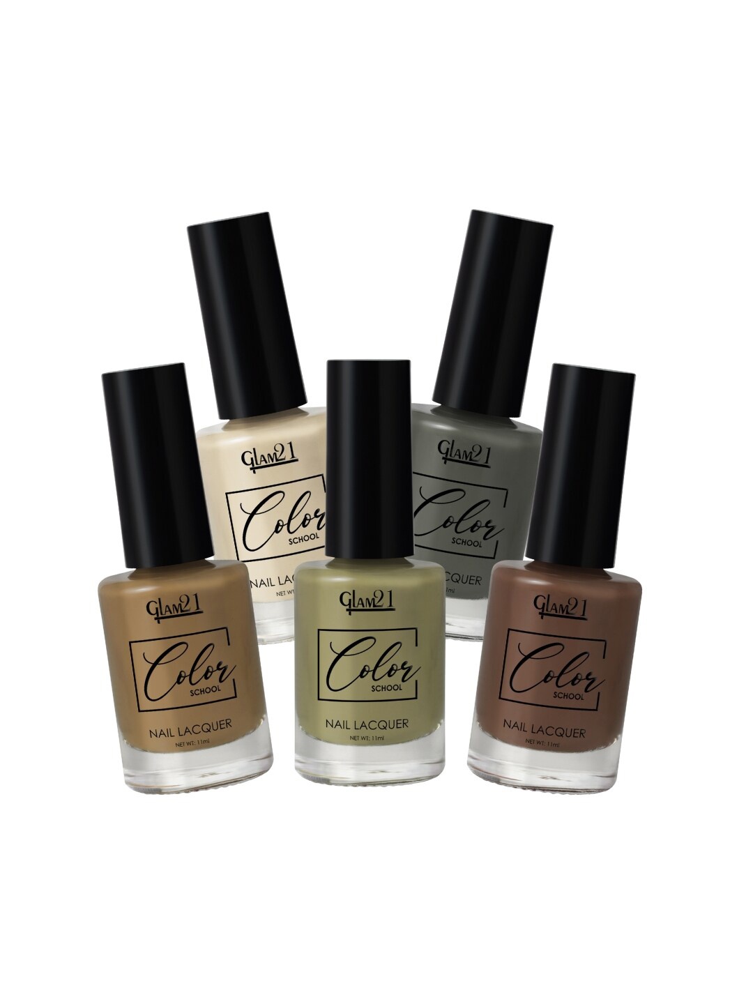 GLAM21 Set of 5 Color School Long Lasting Nail Lacquer 11 ml Each - Combo 02, Olive
GLAM21 Set of 5 Color School Long Lasting Nail Lacquer 11 ml Each - Combo 02, Olive