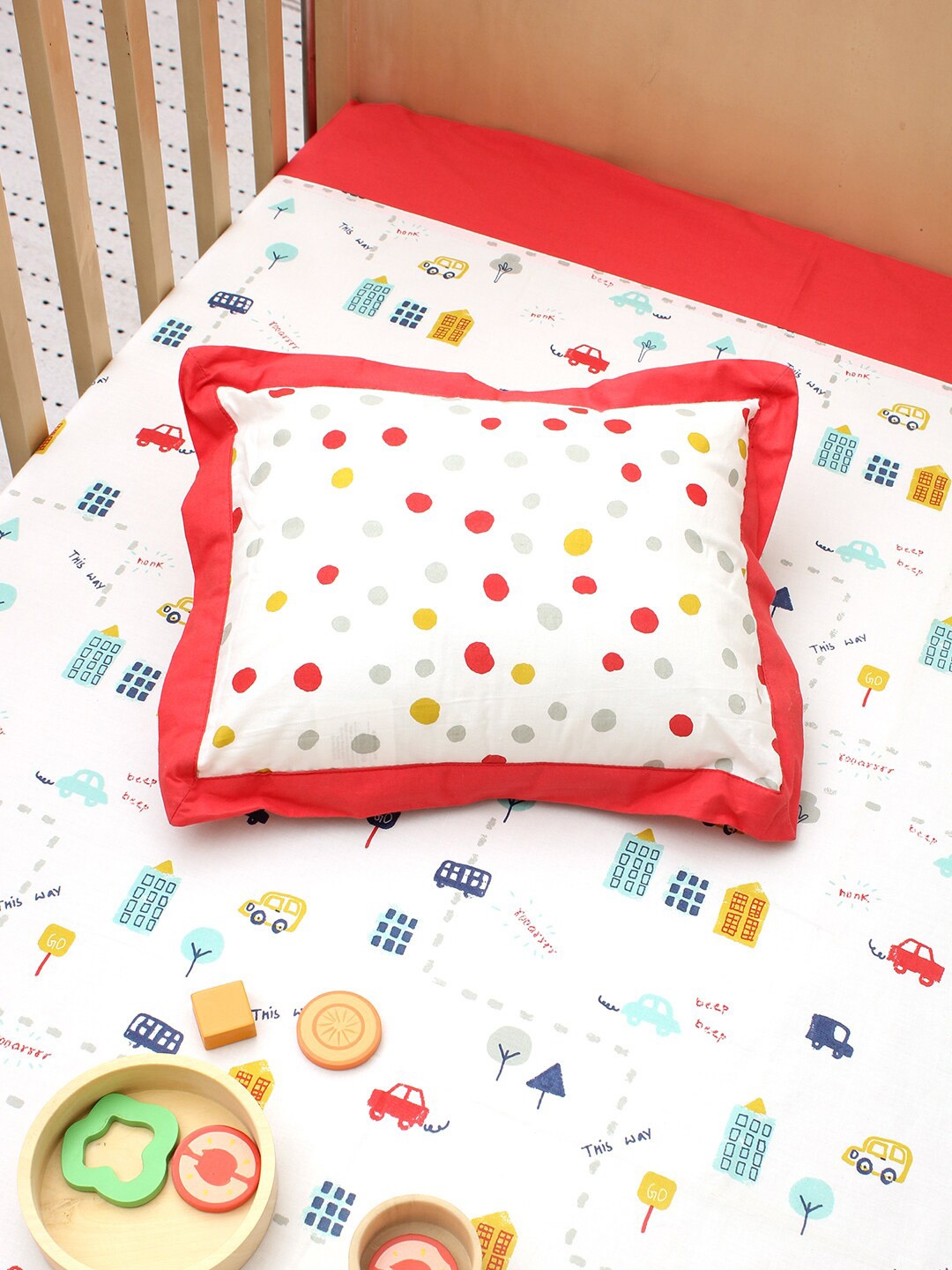 House This The Babys Dayout Kids White & Red Polka Dots Cotton Pillow Cover With Filler
House This The Babys Dayout Kids White & Red Polka Dots Cotton Pillow Cover With Filler