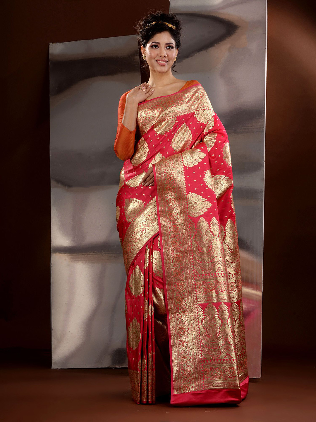 Charukriti Woven Design Banarasi Saree, Pink
Charukriti Woven Design Banarasi Saree, Pink