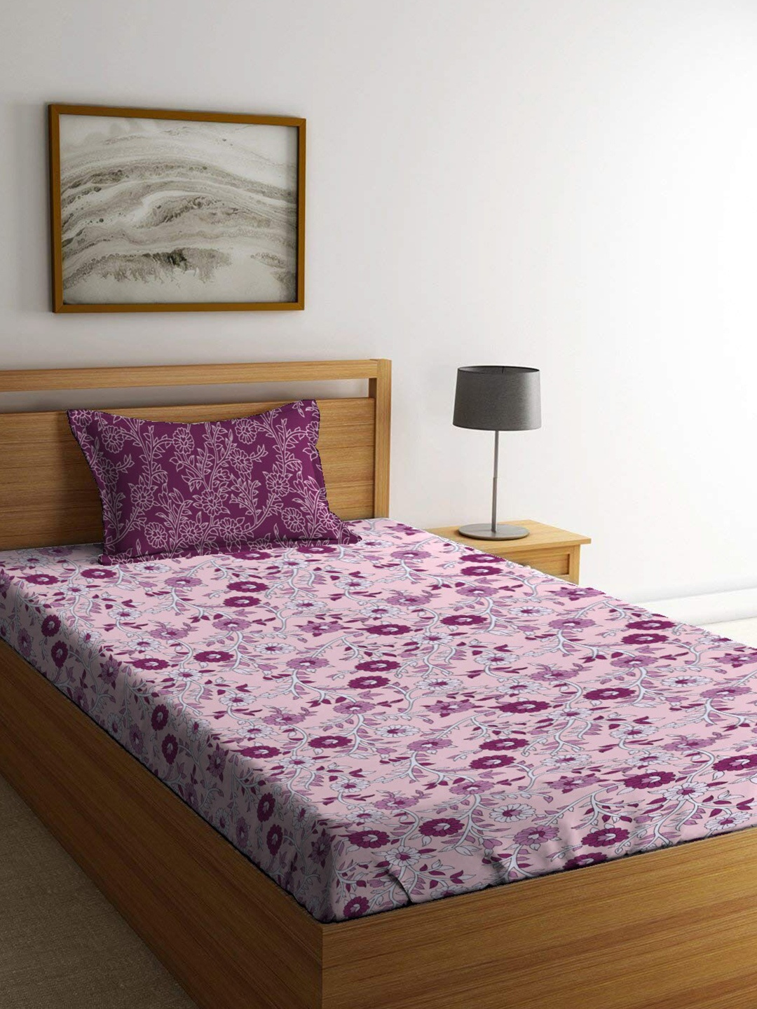 MYTRIDENT Desert Gardern Pink Urban Comfort Flat 144TC Single Cotton Bedsheet Set, Purple
MYTRIDENT Desert Gardern Pink Urban Comfort Flat 144TC Single Cotton Bedsheet Set, Purple