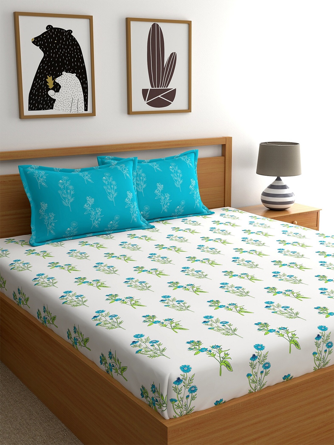 Dreamscape Teal Blue Floral 140 TC Flat Pure Cotton Queen Bedsheet with 2 Pillow Covers
Dreamscape Teal Blue Floral 140 TC Flat Pure Cotton Queen Bedsheet with 2 Pillow Covers