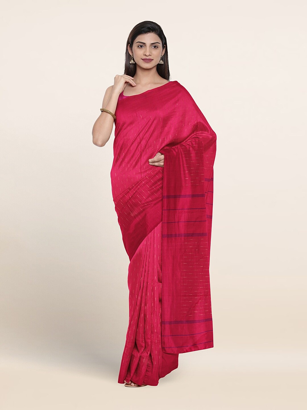 Pothys Striped Art Silk Saree, Pink