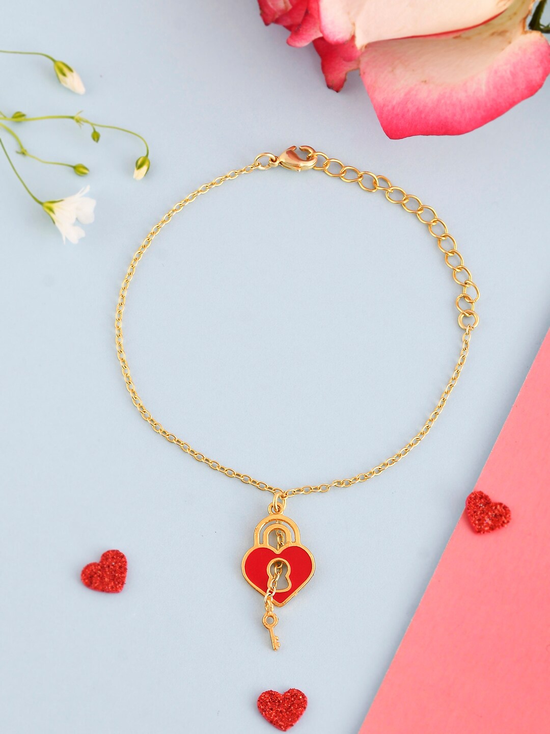Voylla Women Brass Gold-Plated Valentine's Day Collection Heart and Key Link Bracelet
Voylla Women Brass Gold-Plated Valentine's Day Collection Heart and Key Link Bracelet