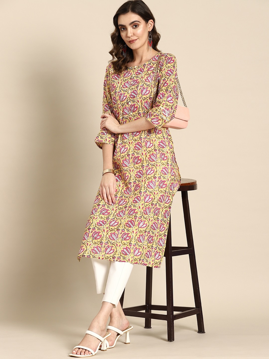all about you Pure Cotton Ethnic Motifs Printed Gotta Patti Detailed Straight Kurta, Yellow
all about you Pure Cotton Ethnic Motifs Printed Gotta Patti Detailed Straight Kurta, Yellow