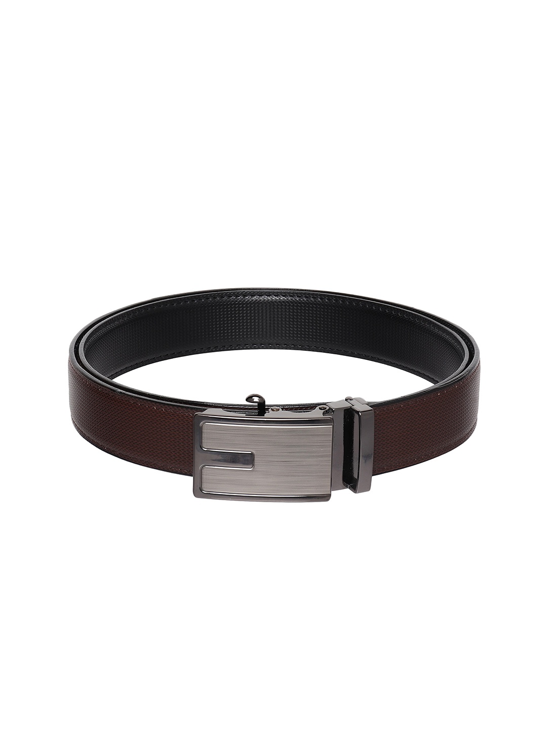 HENEDA Men Textured Formal Belt, Brown