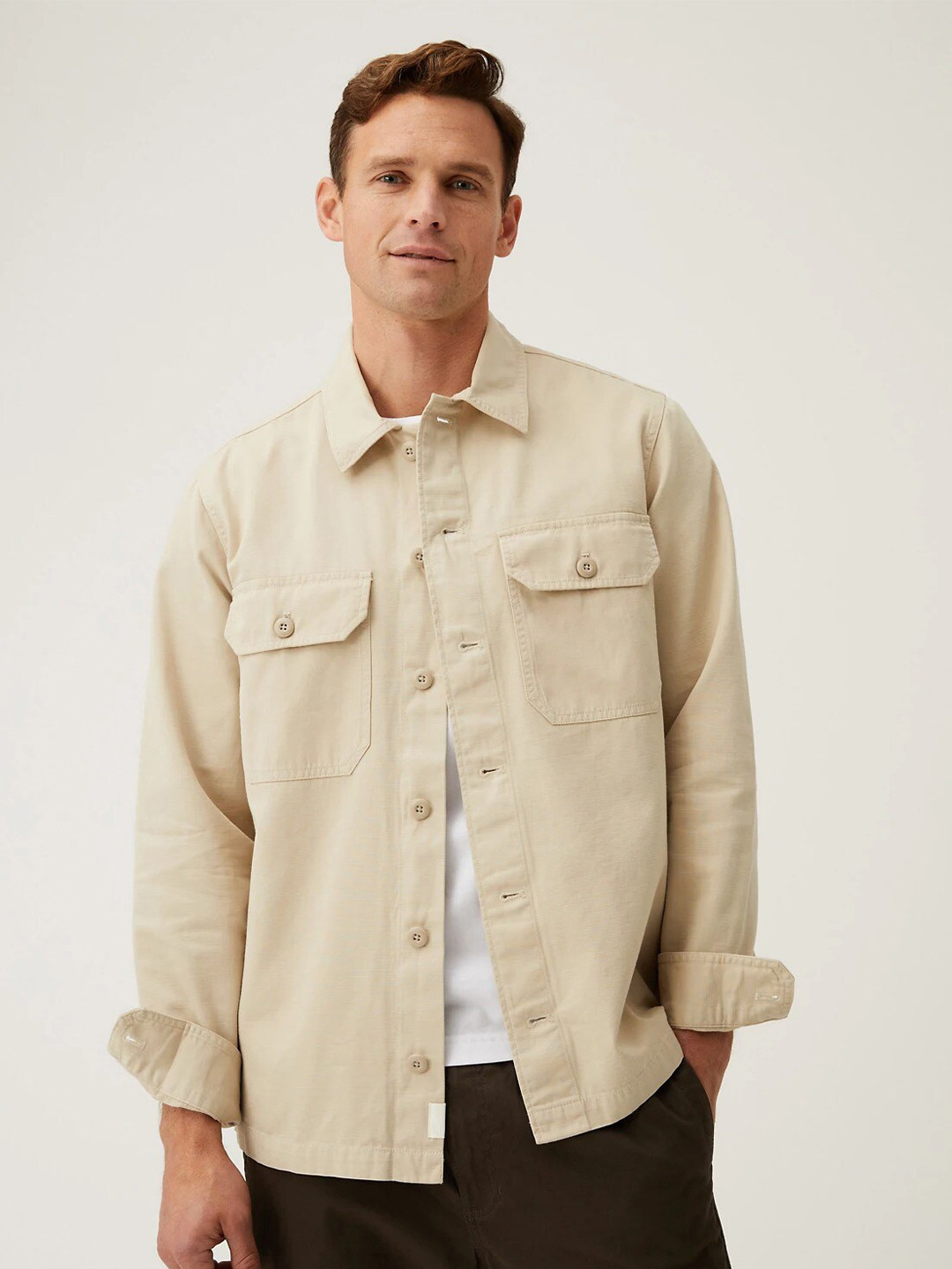 Marks & Spencer Men Casual Cotton Shacket, Beige
Marks & Spencer Men Casual Cotton Shacket, Beige