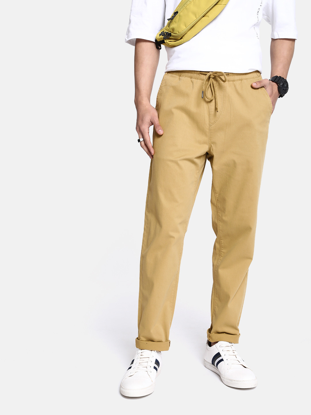 The Roadster Lifestyle Co. Men Khaki MCW Nostalgic Back to School Work To Lounge Trousers 
The Roadster Lifestyle Co. Men Khaki MCW Nostalgic Back to School Work To Lounge Trousers