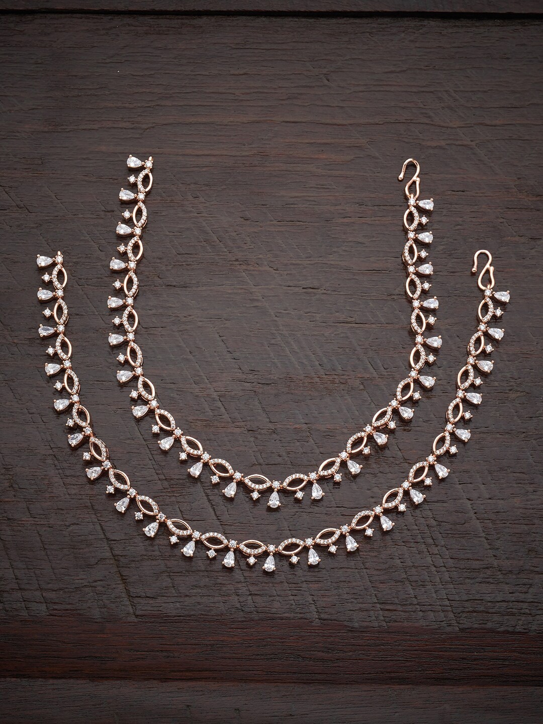 Kushal's Fashion Jewellery Set Of 2 Rose Gold-Plated CZ Stone-Studded Anklets, White
Kushal's Fashion Jewellery Set Of 2 Rose Gold-Plated CZ Stone-Studded Anklets, White
