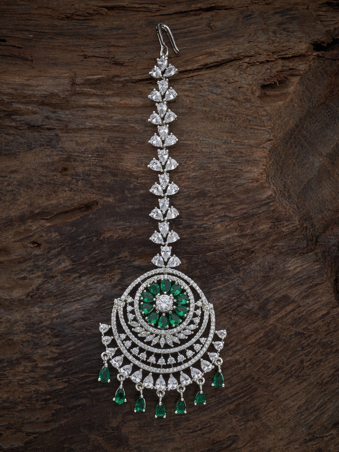 Kushal's Fashion Jewellery Rhodium-Plated CZ Stone Studded & Beaded Maang Tikka, Green
Kushal's Fashion Jewellery Rhodium-Plated CZ Stone Studded & Beaded Maang Tikka, Green