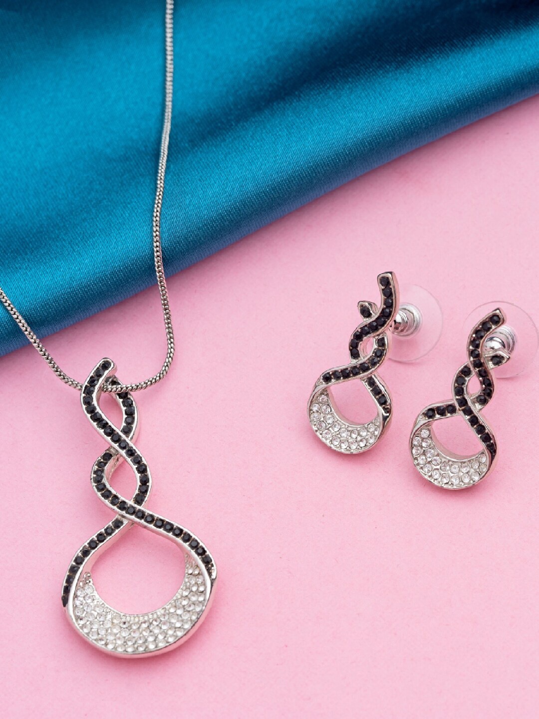 Estele Rhodium Plated Infinity Drop Designer Pendant Set With Austrian Crystals, Silver
Estele Rhodium Plated Infinity Drop Designer Pendant Set With Austrian Crystals, Silver