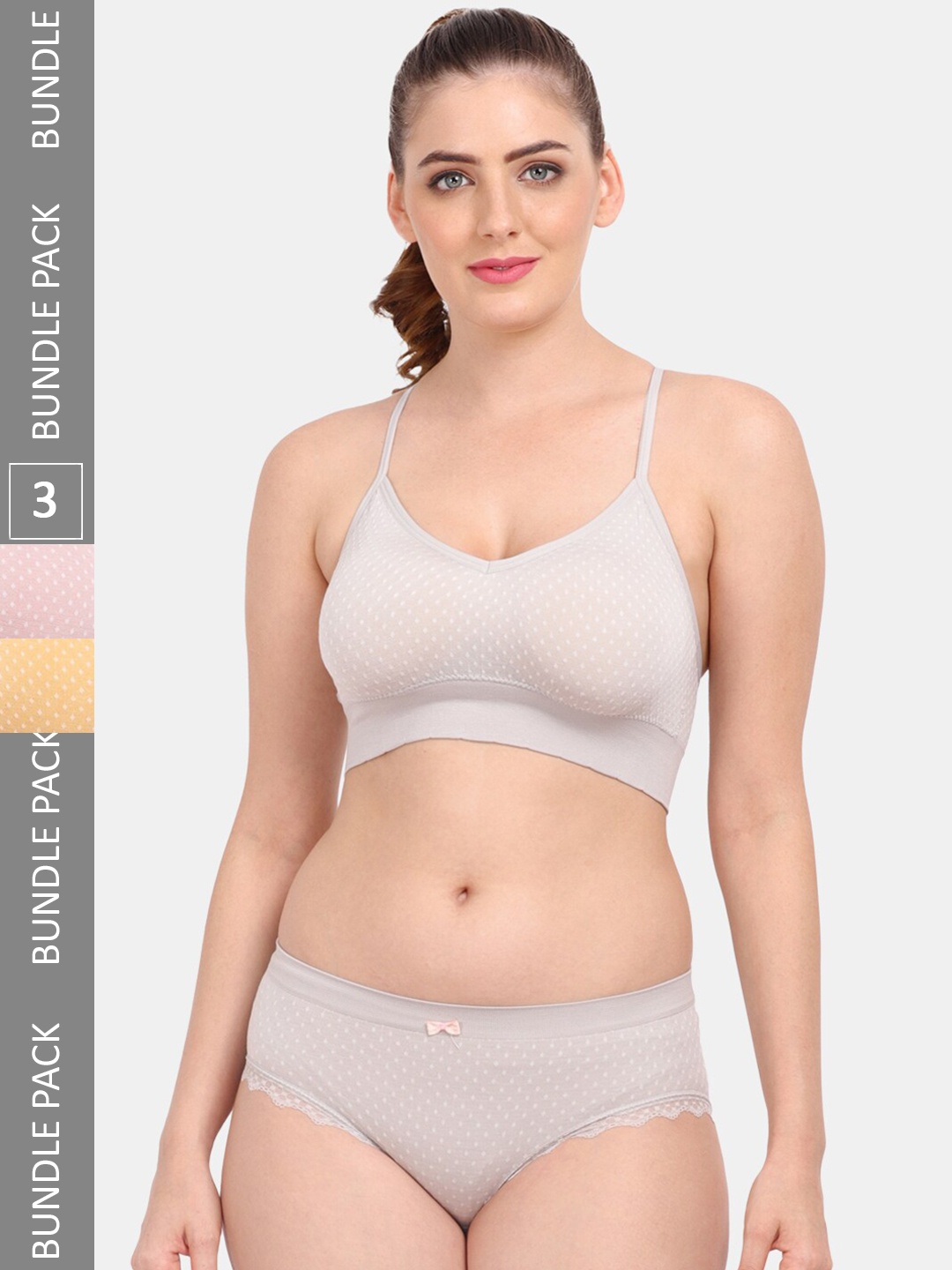 Amour Secret Pack Of 3 Printed Lightly Padded Lingerie Set S3643_Lgry_Rbn_Ylw, Yellow
Amour Secret Pack Of 3 Printed Lightly Padded Lingerie Set S3643_Lgry_Rbn_Ylw, Yellow