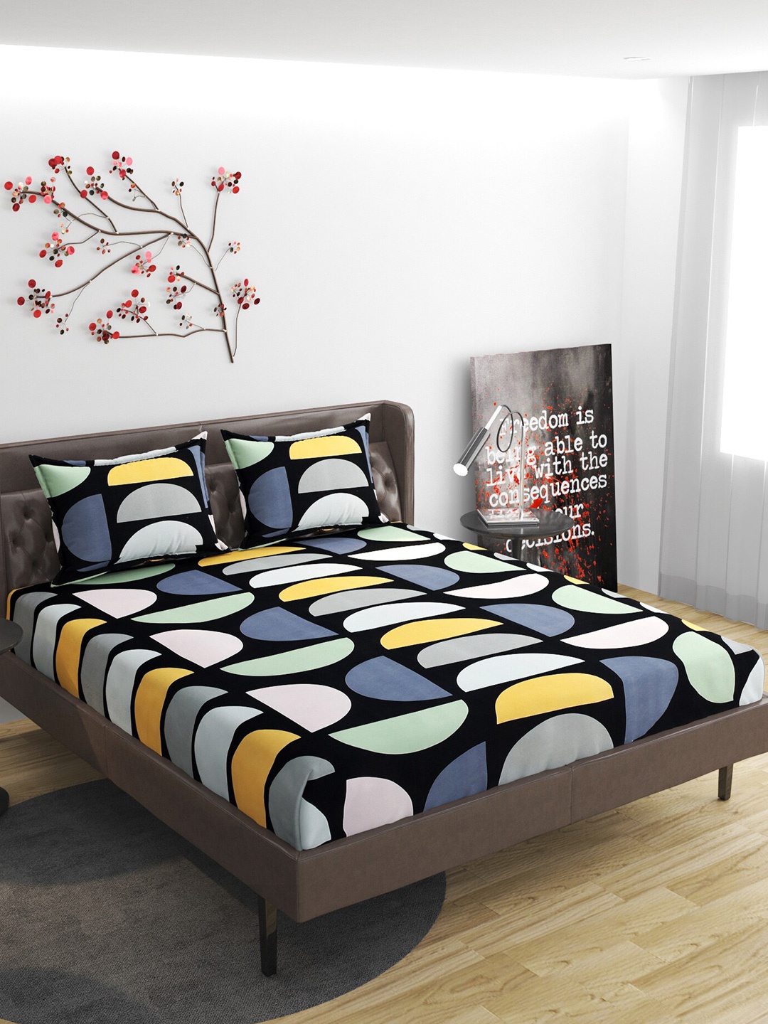 Molly & Michel Black & Grey Geometric 210 TC Fitted Queen Bedsheet With 2 Pillow Covers
Molly & Michel Black & Grey Geometric 210 TC Fitted Queen Bedsheet With 2 Pillow Covers