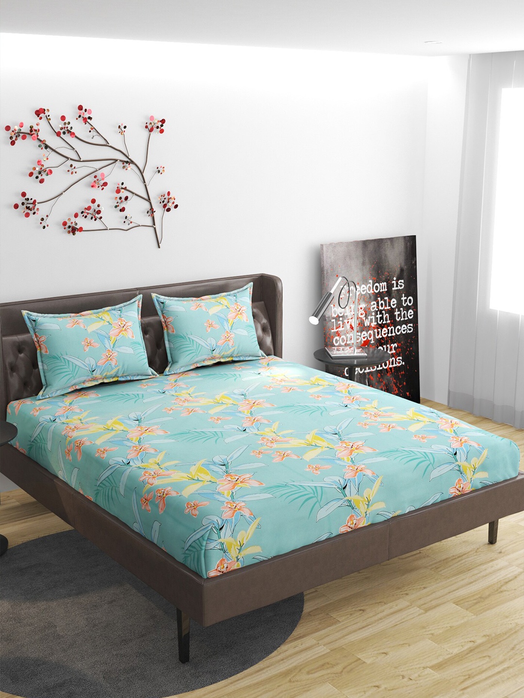 Molly & Michel Turquoise Blue Floral 210 TC Fitted Queen Bedsheet with 2 Pillow Covers
Molly & Michel Turquoise Blue Floral 210 TC Fitted Queen Bedsheet with 2 Pillow Covers