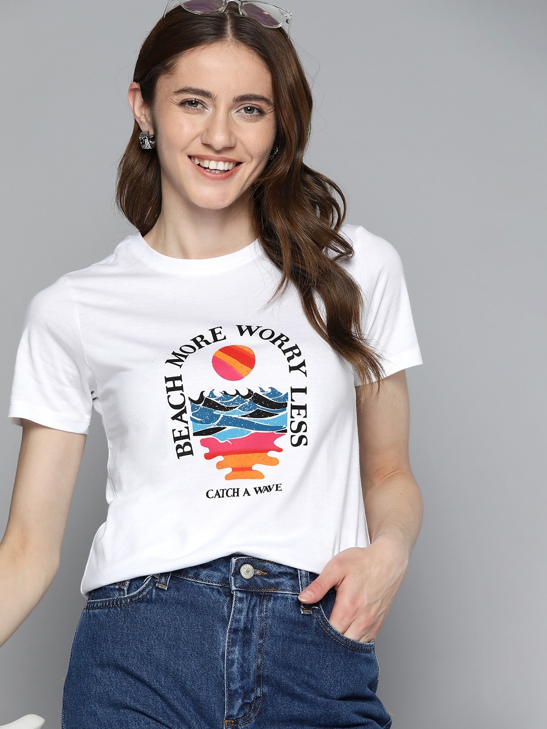 Mast & Harbour Typography Printed Knitted T-Shirt, White