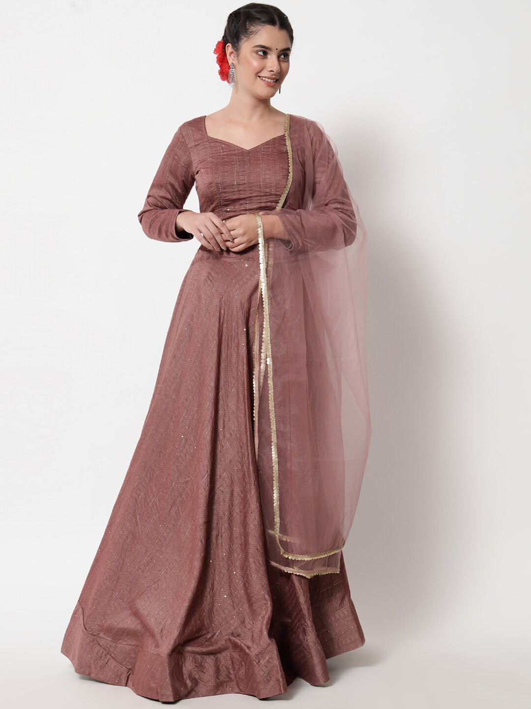 DIVASTRI Sequinned Embellished Semi-Stitched Lehenga & Unstitched Blouse With Dupatta, Camel brown
DIVASTRI Sequinned Embellished Semi-Stitched Lehenga & Unstitched Blouse With Dupatta, Camel brown