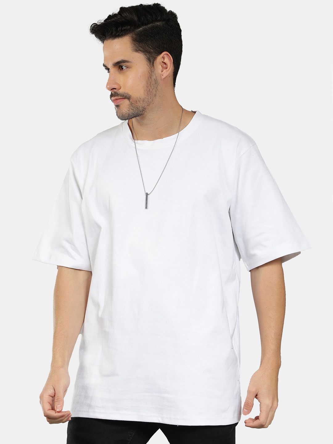 Mad Over Print Men Round Neck Oversize Oversized T-shirt, White