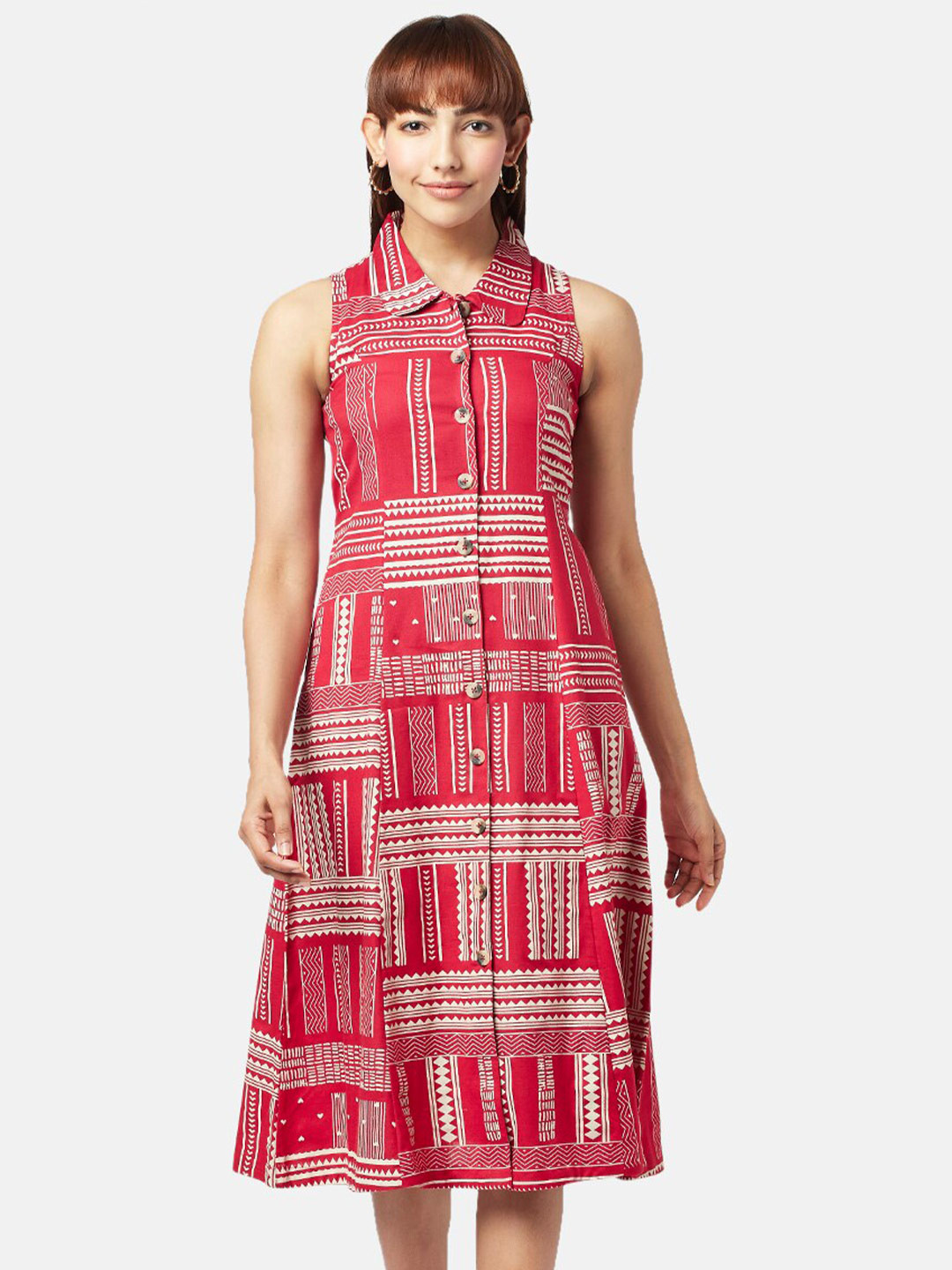 AKKRITI BY PANTALOONS Geometric Printed Shirt Midi Dress, Red
AKKRITI BY PANTALOONS Geometric Printed Shirt Midi Dress, Red