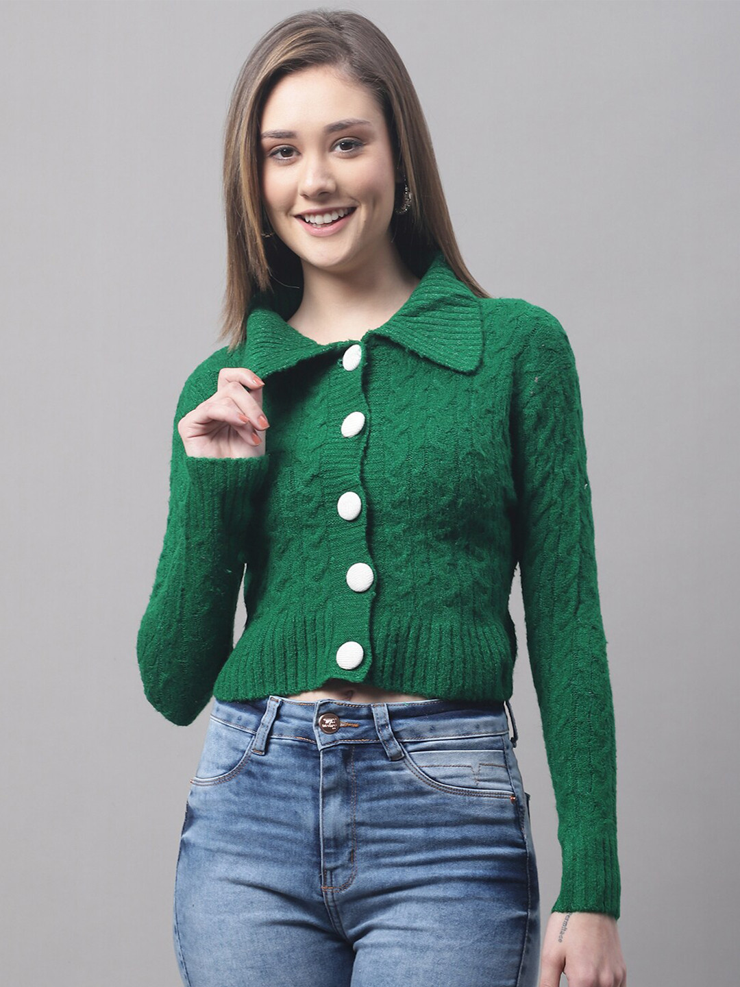 NoBarr Women Cable Knit Acrylic Crop Cardigan, Green
NoBarr Women Cable Knit Acrylic Crop Cardigan, Green