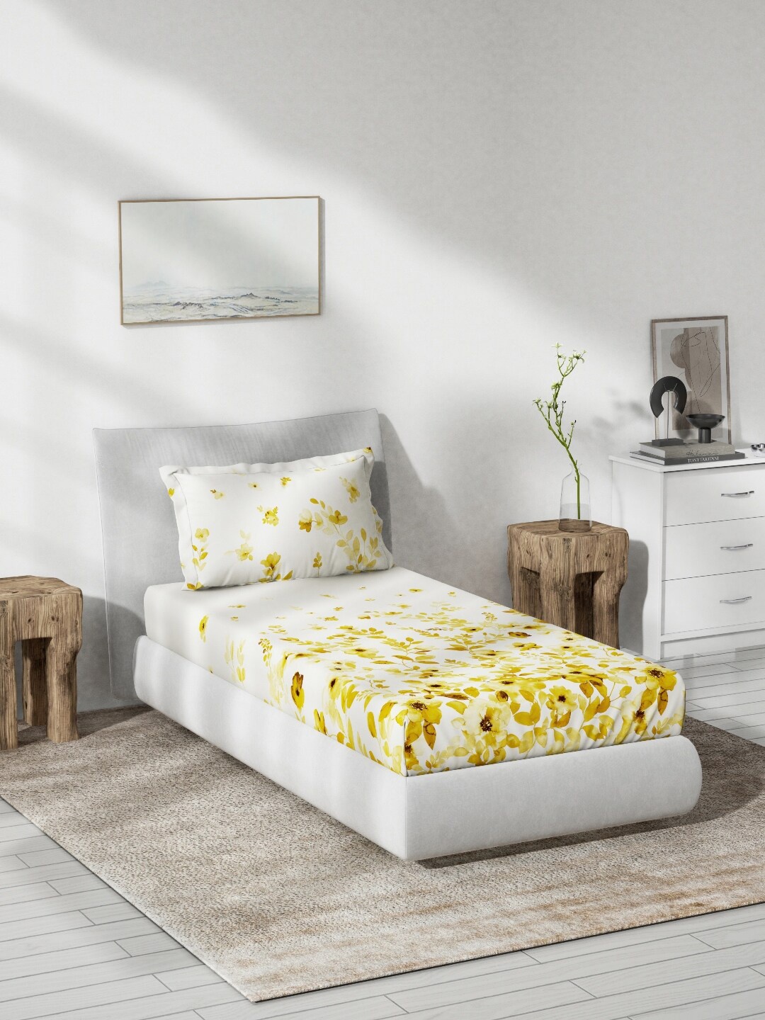DDecor Live Beautiful Yellow Floral 140 TC Flat Cotton Single Bedsheet with Pillow Cover
DDecor Live Beautiful Yellow Floral 140 TC Flat Cotton Single Bedsheet with Pillow Cover