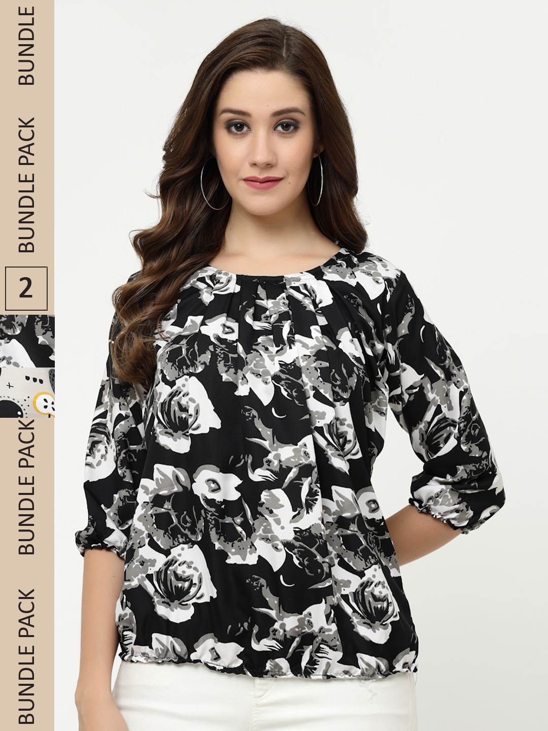 MISS AYSE Multicoloured Floral Print Crepe Top, Multi