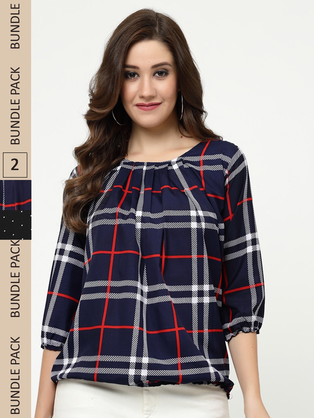 MISS AYSE Multicoloured Checked Crepe Top, Multi