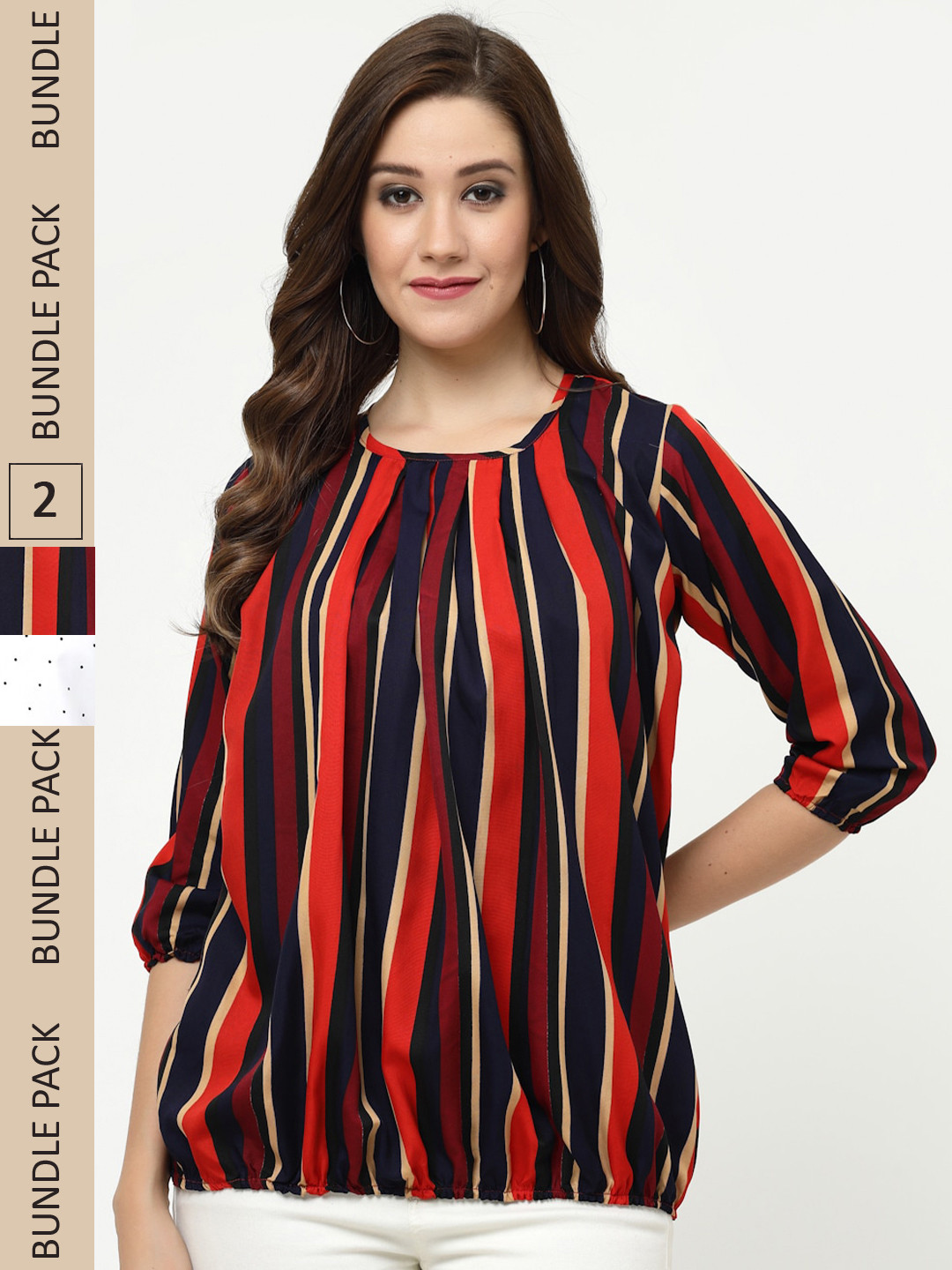 MISS AYSE Multicoloured Striped Crepe Blouson Top, Multi
MISS AYSE Multicoloured Striped Crepe Blouson Top, Multi