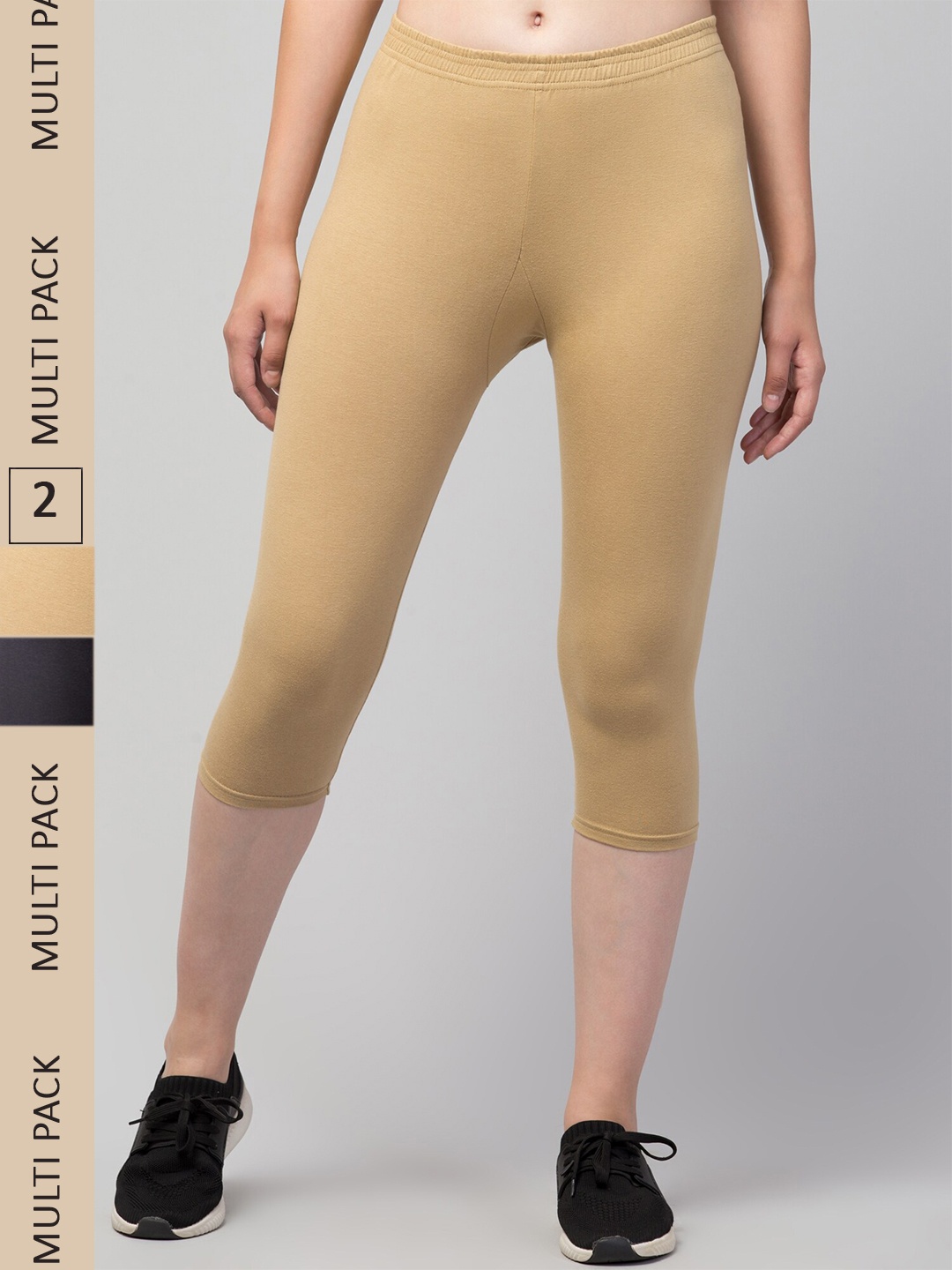 Apraa & Parma Women Beige & Grey Skinny Fit Capris