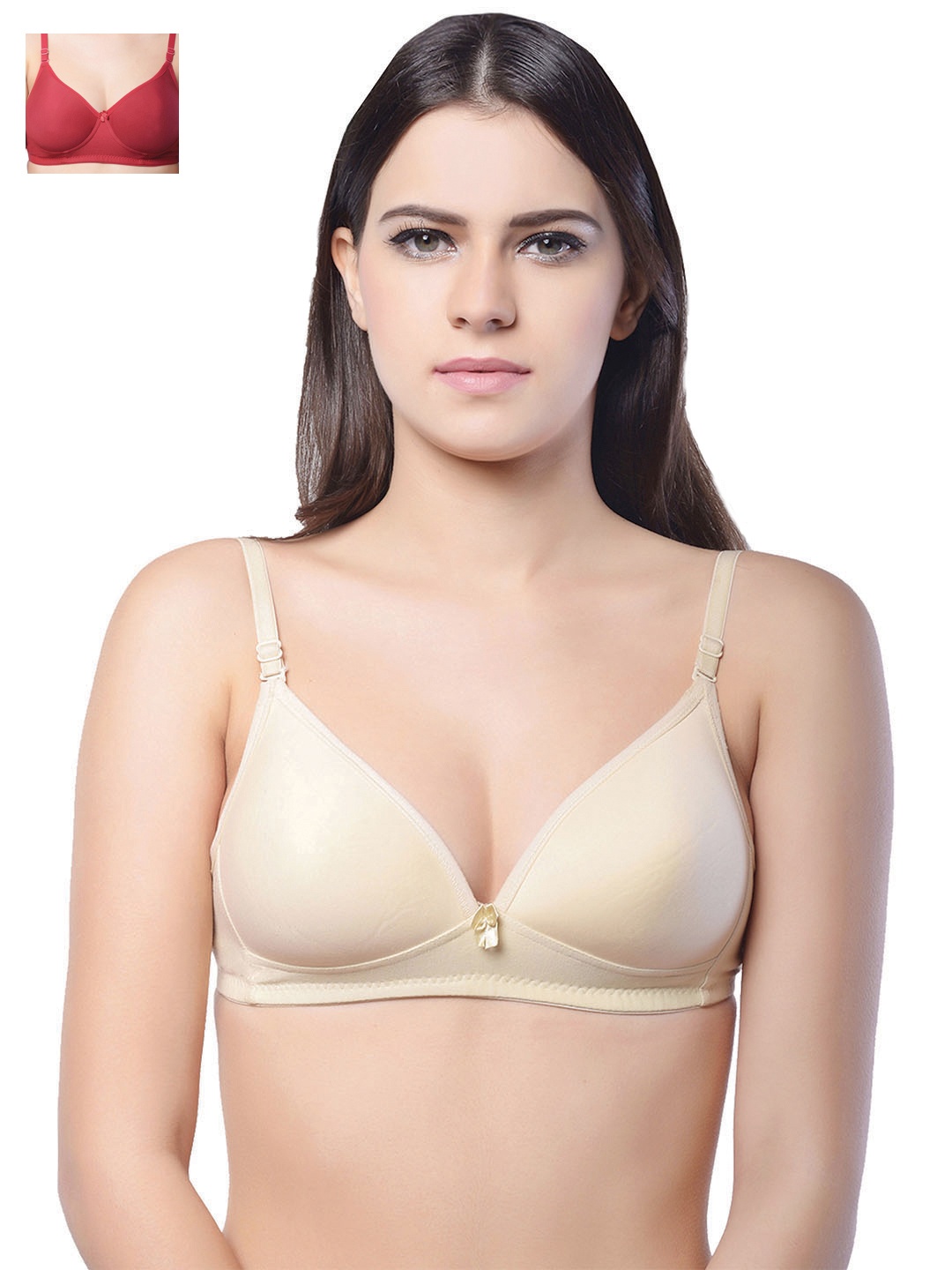 Lady Lyka Pack of 2 Lightly Padded T-shirt Bras BREEZ-SKN-MISTIQUE-MRN, Beige