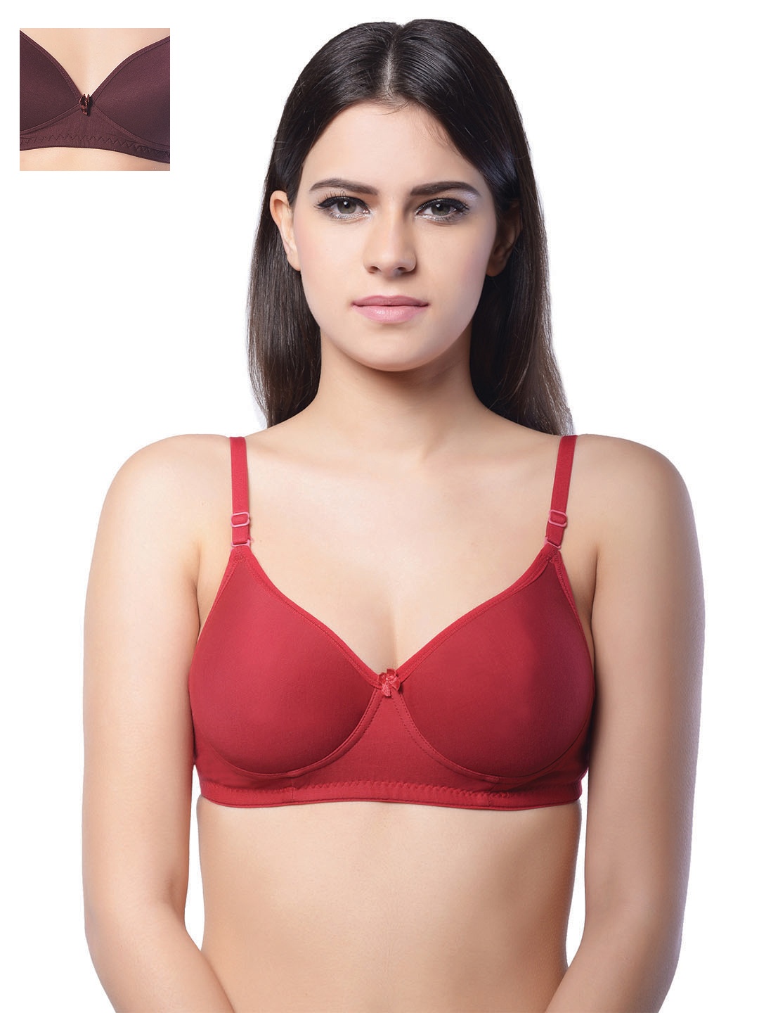 Lady Lyka Pack of 2 T-shirt Bras BREEZ-WHN-MISTIQUE-MRN, Burgundy