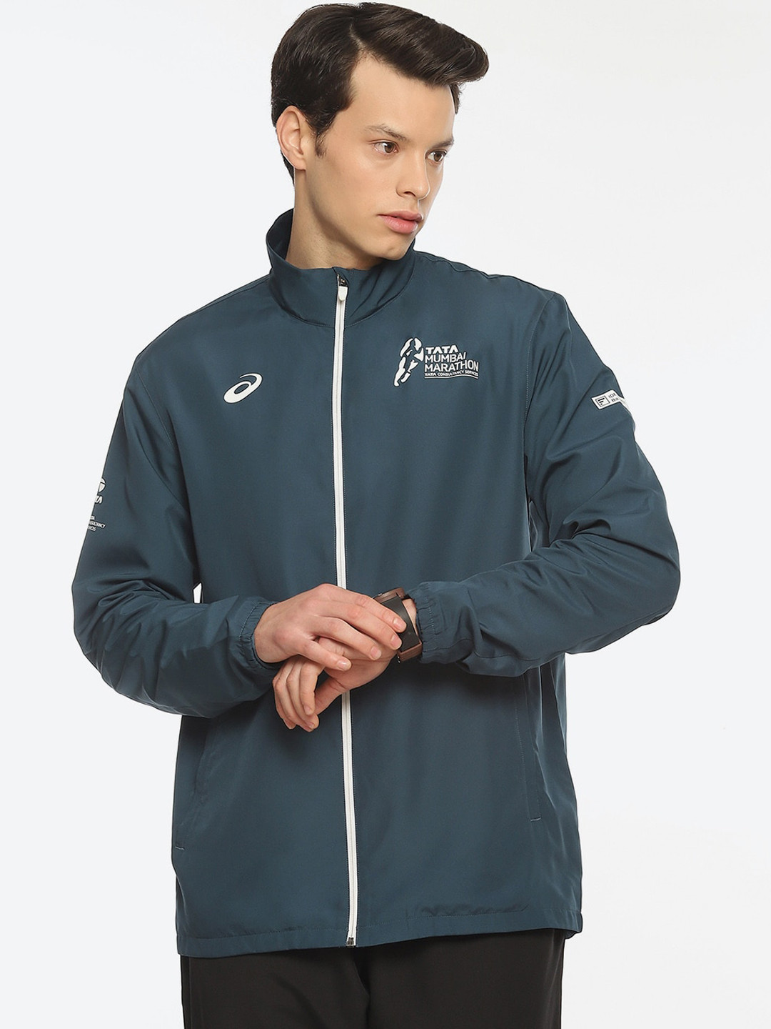 ASICS Men Tmm 2023 Sm Track Training or Gym Sporty Jacket, Blue 
ASICS Men Tmm 2023 Sm Track Training or Gym Sporty Jacket, Blue