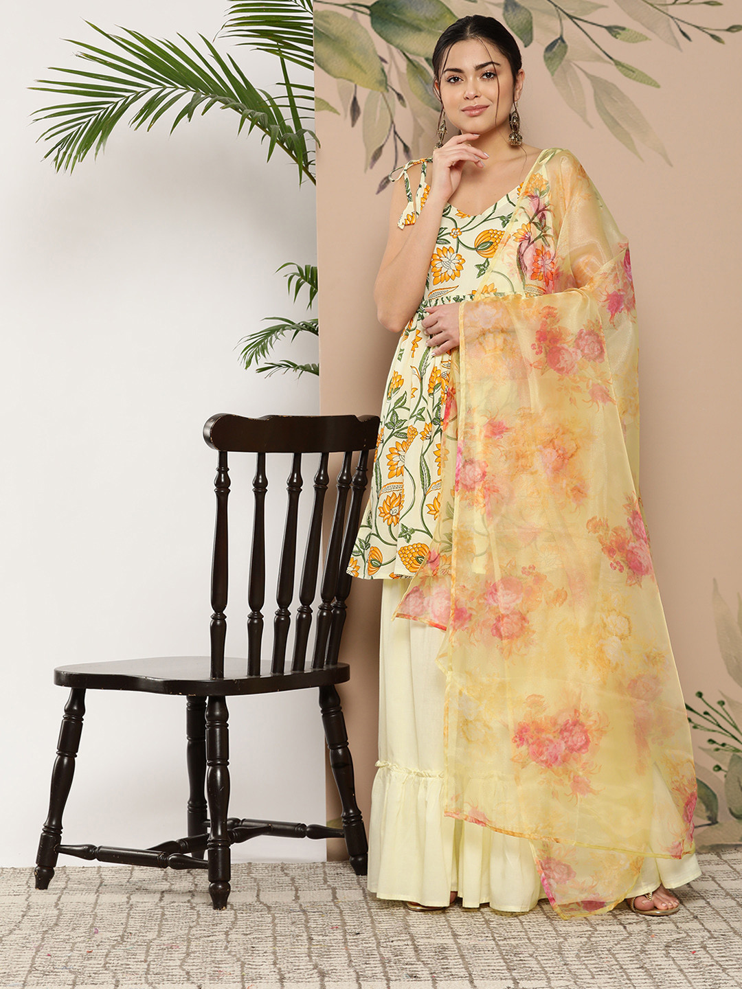 InWeave Floral Printed Empire Pure Cotton Kurti With Sharara & Dupatta, Yellow
InWeave Floral Printed Empire Pure Cotton Kurti With Sharara & Dupatta, Yellow