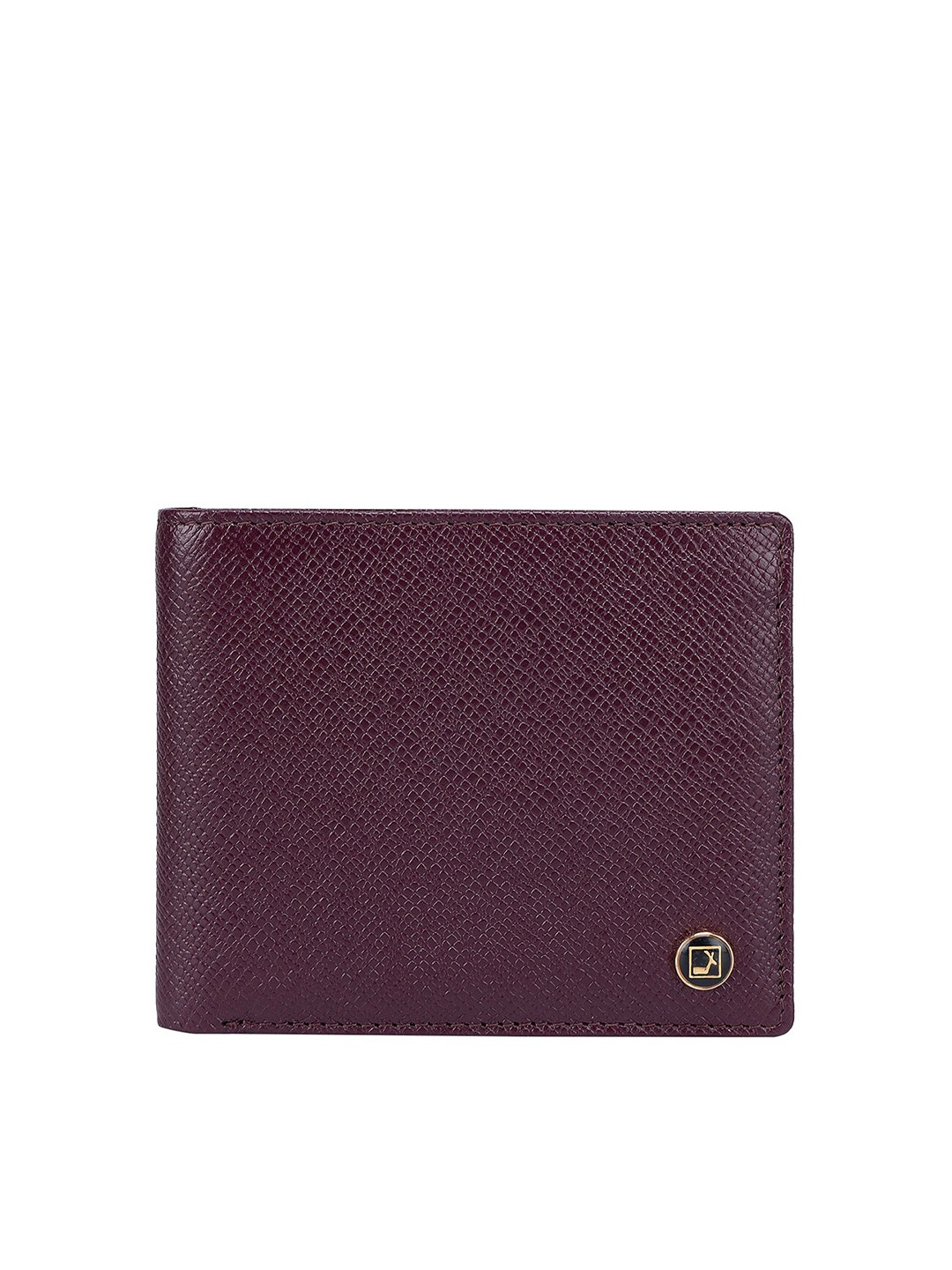 Da Milano Men Textured Leather Two Fold Wallet, Burgundy