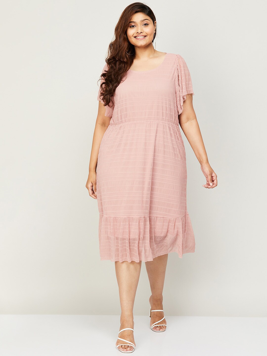 Nexus by Lifestyle Plus Size Self Design Flared Sleeves Cotton A-Line Midi Dress, Pink
Nexus by Lifestyle Plus Size Self Design Flared Sleeves Cotton A-Line Midi Dress, Pink