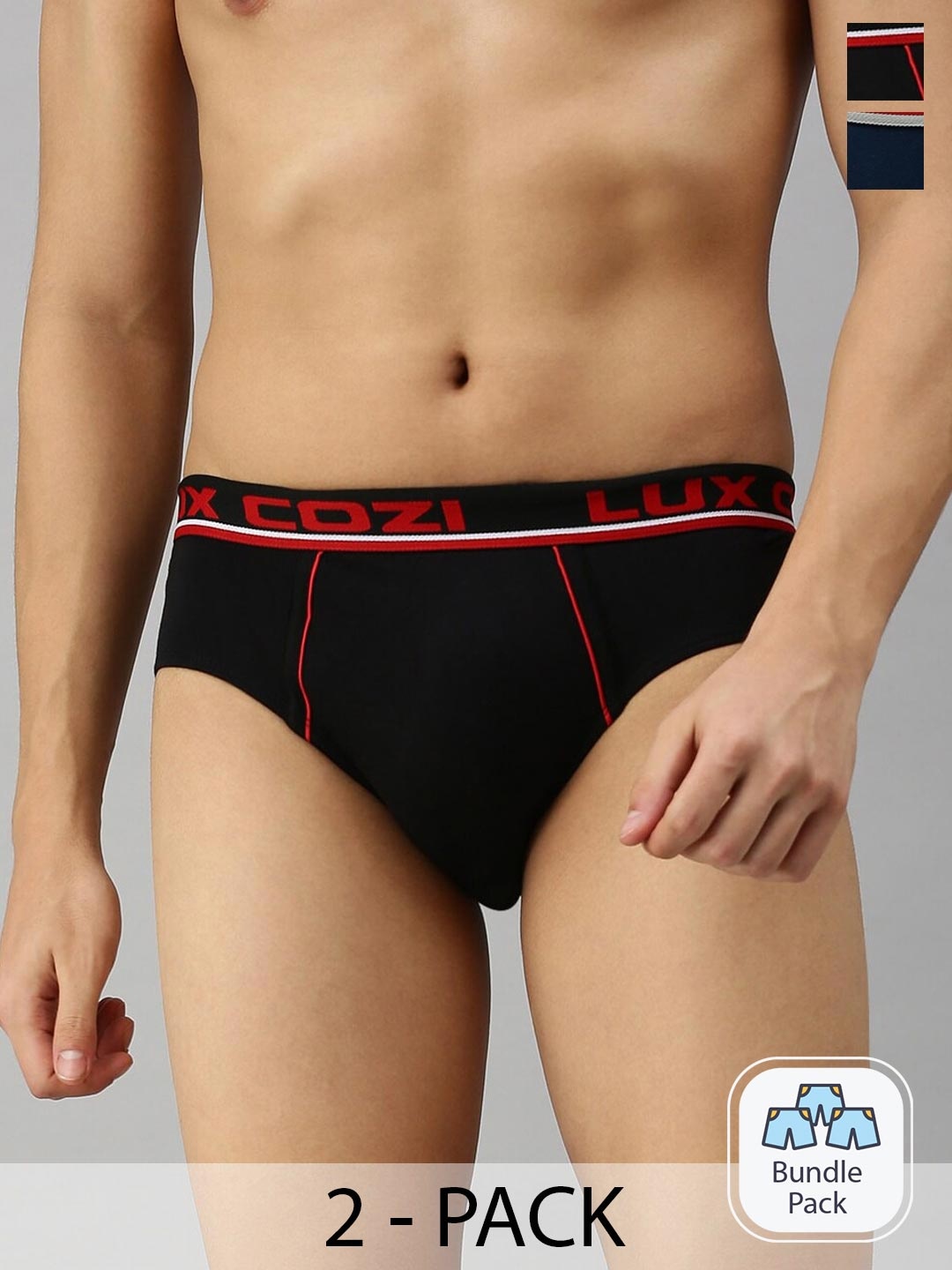 Lux Cozi Men Pack Of 2 Pure Cotton Mid-Rise Basic Briefs COZI_BIGSHOT_BRF_BLK_MBU_2PC, Black
Lux Cozi Men Pack Of 2 Pure Cotton Mid-Rise Basic Briefs COZI_BIGSHOT_BRF_BLK_MBU_2PC, Black