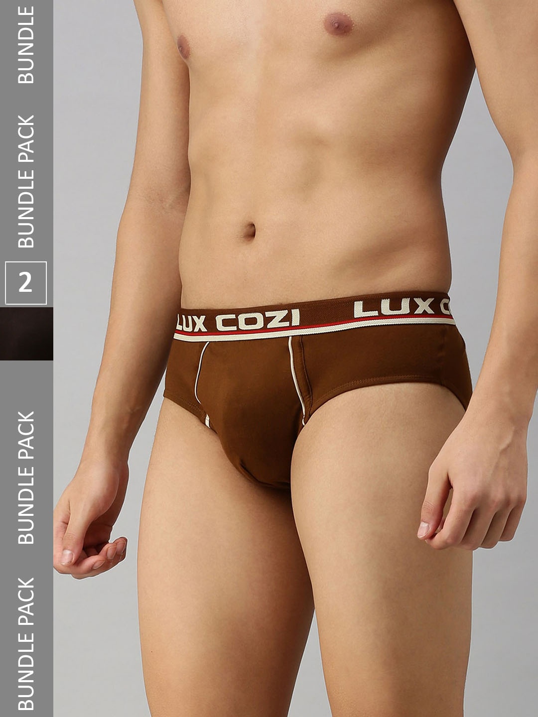 Lux Cozi Men Pack of 2 Basic Briefs, Brown